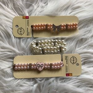 Pearl & Rhinestone Dog Necklace Set